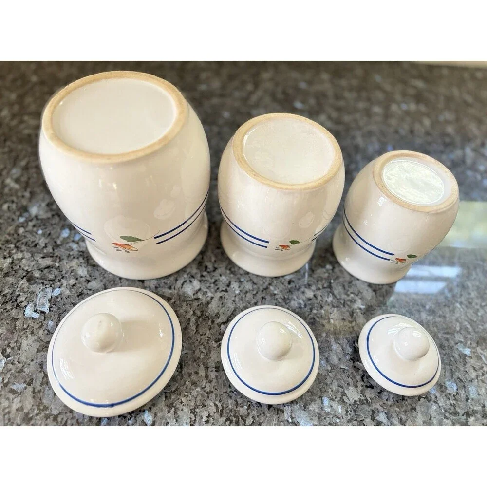 Vtg Floral Canister Set Set of 3 Ceramic Canisters Granny/Cottage Core 80s 90s